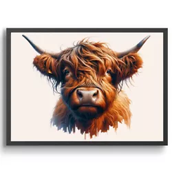 Buy Highland Cow Watercolour Farm Animal A4 - A3 Print Picture Splash Gift Scottish • 4.99£