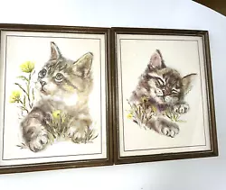 Buy 2 Vintage Pastel Tiger Cat Nap Framed Prints Betty Anne Durant Artist 8 X 10  • 20.67£