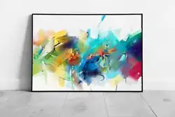 Buy Rainbow Splatter Brush Stroke Multi Textured Paint Style Modern Contemporary • 13.49£