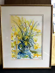 Buy Vtg Watercolour By Pamela Dronfield - Still Life Daffodils In Glass Vase 1991 - • 69.90£