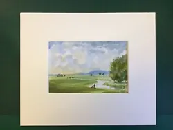 Buy Original Miniature Watercolour Of A Landscape Of An Angler Fishing In River • 7.50£