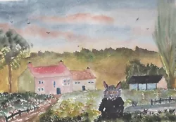 Buy FARMYARD CAT  -  An Original Watercolour Painting By ADRIAN APPLEBY • 4.99£