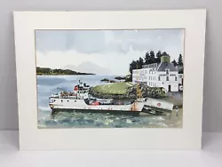 Buy Watercolour Scottish Loch MV Coll Ferry At Kyle Of Lochalsh By Cyril Driver • 49.99£