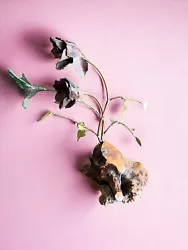 Buy Vtg MCM Brutalist Metal Art Sculpture On Wood Hummingbird Roses With Leaves 13” • 24.38£