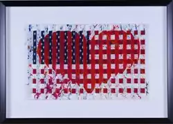 Buy E. M. Zax, “AMERICAN FLAG HEART” - Hand Painted/Hand Signed/Framed 3-D Polymorph • 1,847.10£