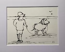 Buy Original Painting Sketch Dog In Mount 10 X 8 Ins Dorset Artist CHRISTINE INGRAM • 20£