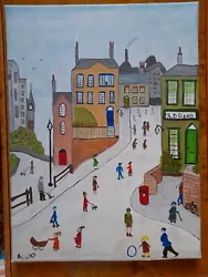 Buy Original Acrylic Painting Inspired By  L.S Lowry.  Subject.  Old Road. • 40£