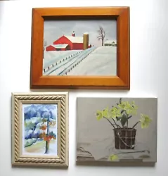 Buy 3 VTG Framed Original Paintings And Prints, Still Life, Landscape, Daffodils,  • 70.28£