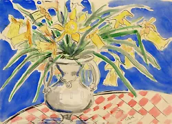 Buy Jean Mary Ogilvie, Daffodils In A Vase Still Life – 1930s Gouache Painting • 268£