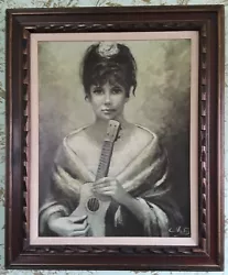 Buy OIL PAINTING VINTAGE ART SIGNED CONTEMPORARY Mexican WOMAN GUITAR FRAMED  • 5,531.06£