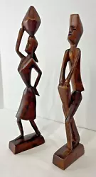 Buy MCM Hand Carved Abstract Art Teak Wood Sculptures Man & Woman Vintage • 21.49£