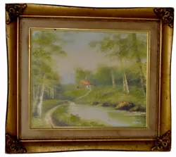 Buy Original On Wood Painting Wood Frame Unknown Signed Artist Country Cabin • 29.76£