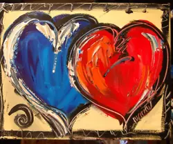 Buy Abstract HEARTS   Pop Art Painting  IMPRESSIONIST Canvas Gallery 745F4G • 84.05£