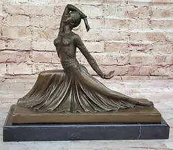 Buy Art Deco Dancer Girl W/ Long Skirt In Graceful Pose - Bronze Sculpture By Chipar • 212.99£