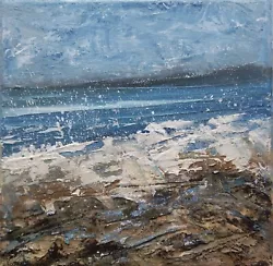 Buy Semi Abstract Landscape / Coastal Art Waves Sea Original Acrylic Painting • 21.99£