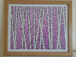 Buy Original Acrylic Painting Semi- Abstract Pointillism Silver Birch Trees • 48£