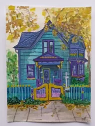 Buy Original Art Green House Watercolor Painting Illustration Cottage • 66.31£