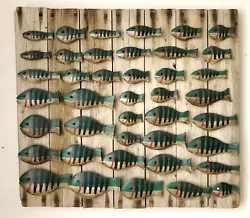 Buy Guy Taplin  41 Perch  Wooden Fish Painted In Colors Mounted On Wooden Slats • 5,900£