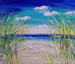 Buy Original Abstract Acrylic Oil  Textured Painting   Coastal Grasses 20 X 24  • 89£