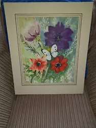 Buy Watercolour / Oil Painting Flowers Butterfly Signed By Artist Williamson  • 60£