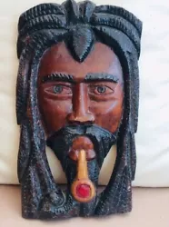 Buy Handmade, Hand Craved Wooden Rasta Man Head Sculpture  From Jamaica, COOYAH • 26.99£