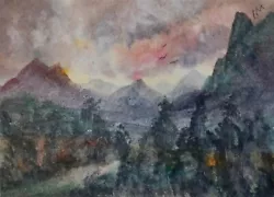 Buy ACEO Original Painting Art Card Landscape Path Art Mountains Hills Watercolour • 6£