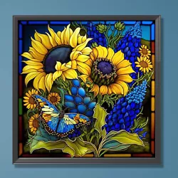 Buy Paint By Numbers Kit DIY Stained Glass Sunflower Oil Art Picture Decor(H1533) • 7.18£