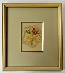 Buy LOVELY Antique Vintage FRAMED FLORAL ARTWORK Daffodil Flower Copyright E.J.S. • 13.26£