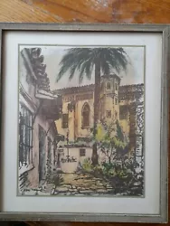 Buy Vintage Painting Pastel Patio De Santa Paula Seville Signed? • 5£