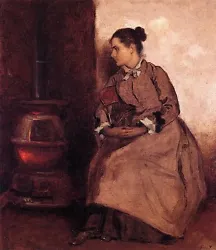 Buy Oil Painting Female Portrait Young Girl Ruth By The Fireplace Stove No Framed @@ • 61.37£
