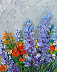 Buy Original Oil Painting Bluebonnet And Wildflowers Impasto Flower Artwork 25x20cm • 60.30£
