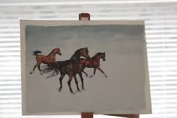 Buy Signed Water Color Painting  18.5  X 14  - SNOWY HORSES • 31.45£