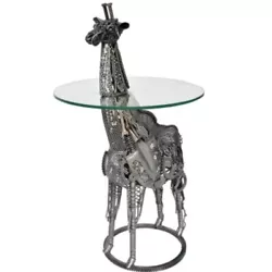 Buy Unique Wrought Iron Giraffe Table & 2 Guitar Chairs Set Huge Discount Industrial • 599.99£