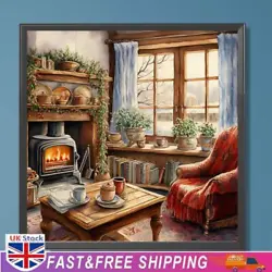 Buy Paint By Numbers Kit On Canvas DIY Oil Art Winter Fireplace Picture Decor40x40cm • 9.79£