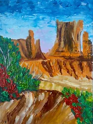 Buy Monument Valley Painting Arizona Original Art 6 By 8 Cathedral Rock Impasto • 45.06£