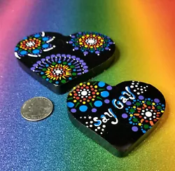 Buy Say Gay By Melissa’s Mandalas: Hand Painted Mandala Dot Art Hearts • 14.14£