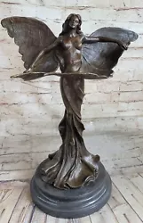 Buy Art Nouveau Butterfly Angel Erotic Nude Statue Figurine Bronze Sculpture Figure • 277.98£