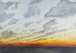 Buy Original Watercolour On Paper, 'Clouds At Sunset', Circa 1990's, Unknown Artist • 33£