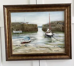Buy Original Oil Painting Elaine Marston Signed Fishing At Mousehole Impressionist • 295£