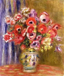 Buy Auguste Renoir CANVAS PRINT Vase With Tulips And Anemones Art Painting Poster A3 • 12.64£