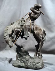 Buy Antique American Sculpture Cowboy On Horse White Metal  • 1,736.59£
