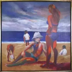 Buy Benjamin Silva, Copacabana Beach On A Cloudy Day, Acrylic On Canvas, Signed • 28,438.14£