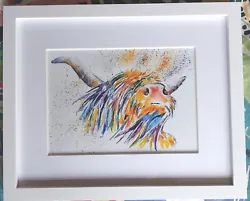 Buy HIGHLAND COW Framed Print WALL ART FARM ANIMALS WATERCOLOUR PAINTING CHILDREN • 14.95£