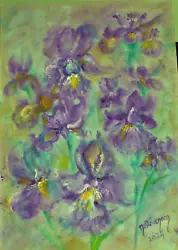 Buy Gouache Painting Of Dream Of Iris Flowers,original,impressionist,unframed,new • 10£