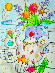 Buy ACEO Original Watercolour Painting - I'm A Little Teapot - By Polly • 6£