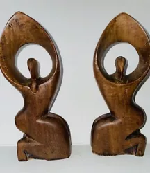 Buy African 'shout For Joy' Hardwood Abstract Vintage Sculpture X 2 • 55£