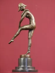 Buy Signed Bronze Statue Art Deco Dancer Highly Detailed Sculpture On Marble Base • 181.54£
