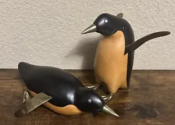 Buy Vtg Brass Wood Penguin Sculptures  Frederick Cooper? Figurines Set Of 2 Birds • 138.73£