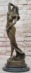 Buy Art Deco/Nouveau Erotic Nude Naked Woman Female 100% Solid Bronze Sculpture • 275.78£