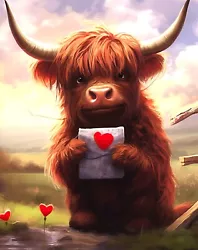 Buy Cute Highland Cow Canvas Picture Print Wall Art • 17.95£